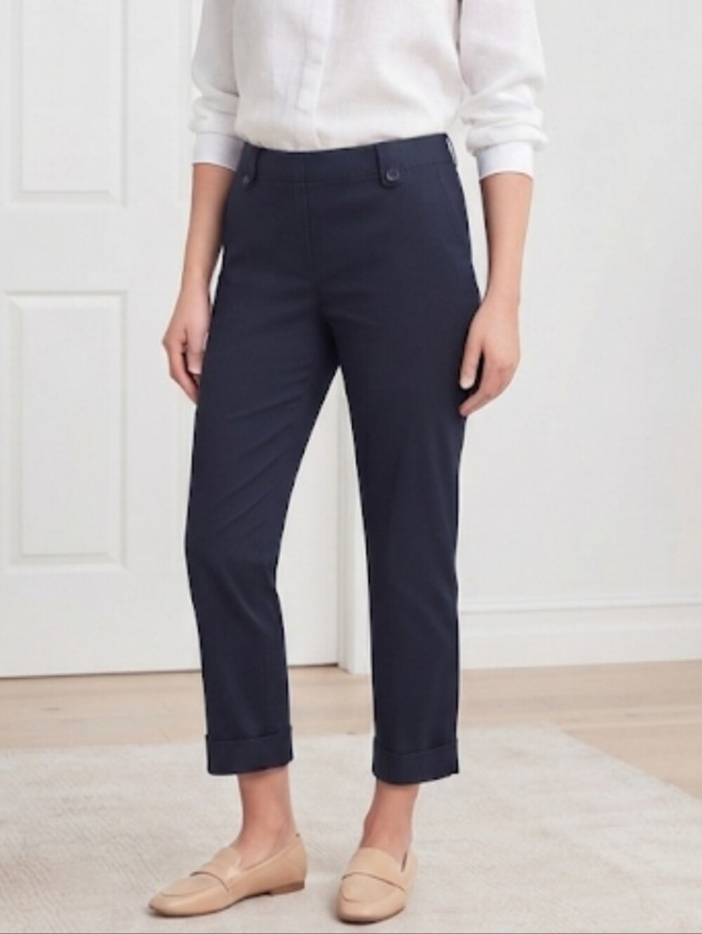 Talbots Black Stretch Straight Leg Ankle Cropped Pants